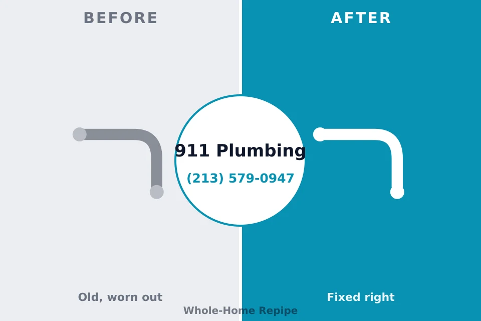 Before and after: plumbing repair Plymouth Meeting, PA